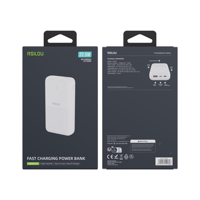 R1009 - Fast Charging Power Bank - 20000mAh - White image