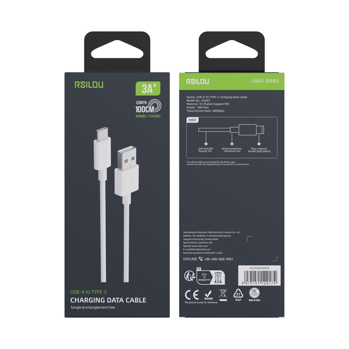 R2003 - USB-C to USB-A Cable, 1M, High Durability, charging and data cable, Transmission Copper Wires speed Rate 480Mbp image